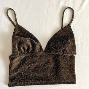 Urban Outfitters, XS black and gold sparkly crop top.